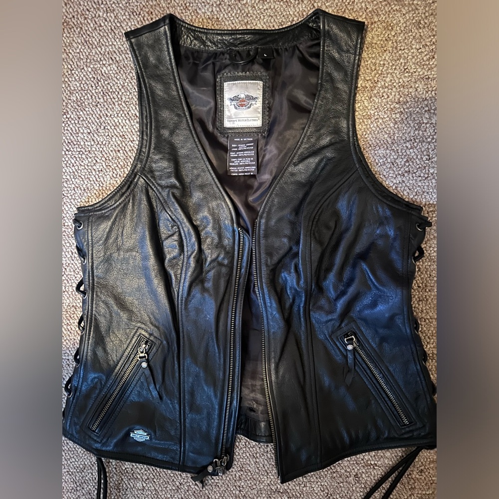 Harley Davidson Women’s Black Leather Riding Vest